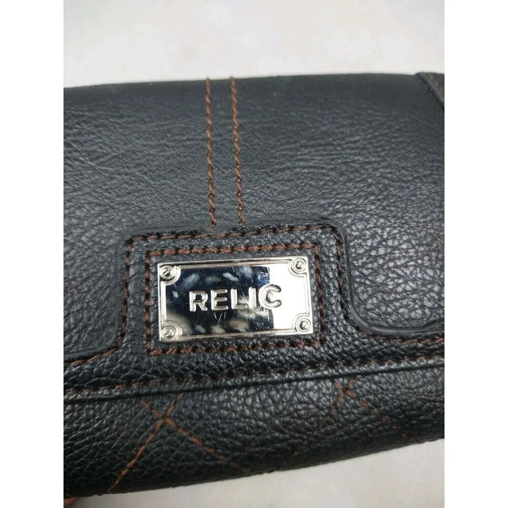 Relic Leather Wallet Brown Zip Pocket Coin Purse‎ Card Slots Bi-Fold Wallet